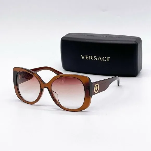 New Versace Women\'s Brown Acetate Sunglasses Amazon.com: Versace VE 4405 108/73 Havana Plastic Rectangle  main image 3